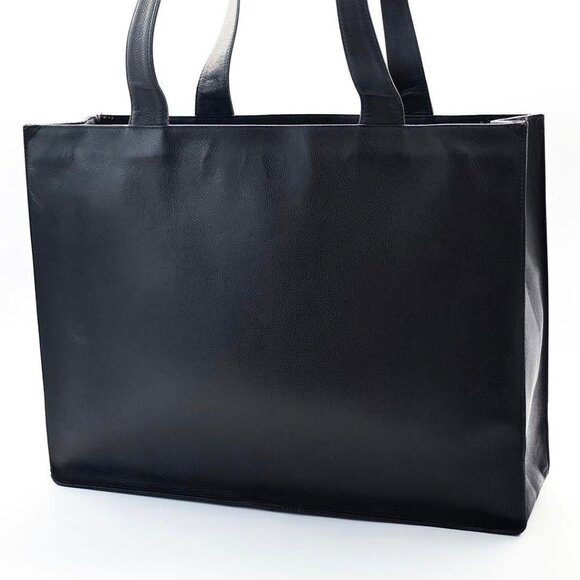 Authentic CHANEL Classic CC Caviar Logo Shoulder Tote Bag Black Leather Purse - Picture 7 of 13